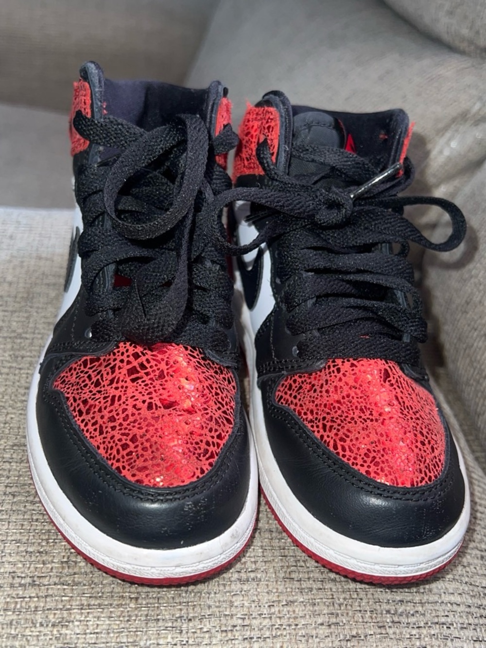 Nike Kids High-Top Sneakers - Black & Red Crackle Detail